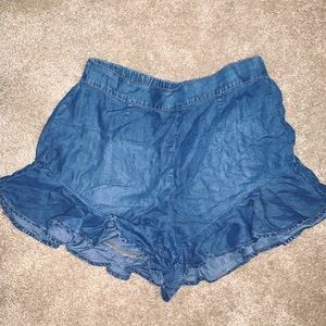 Ruffled Jean Shorts